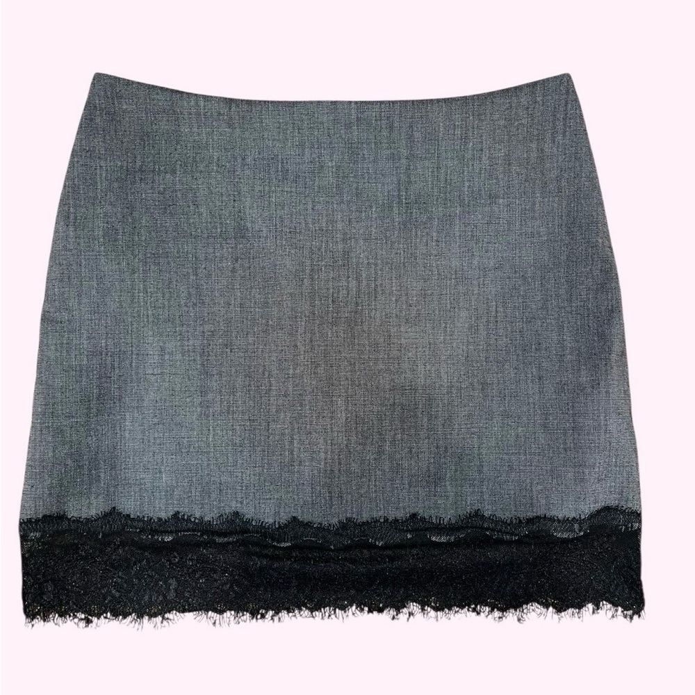 Chic Black Lace Trim Mini Skirt